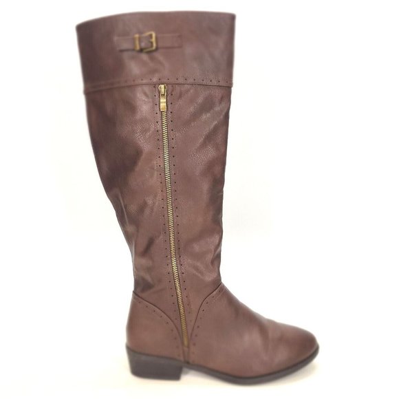 Dream Pairs Womens Koson Knee High Winter Boots Zip Faux Fur Lined Brown 10